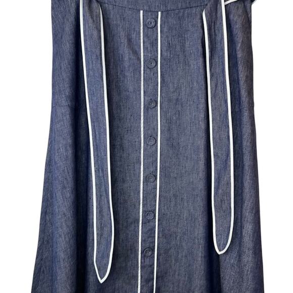 TALBOTS Chambray Blue Linen Blend Midi Skirt Size 14 - Picture 7 of 16
